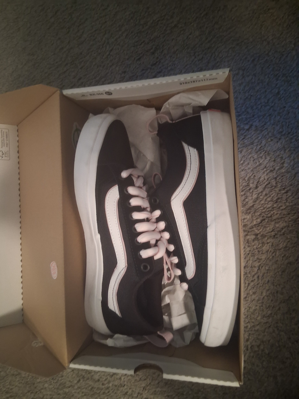 Vans Black and Light Pink Kids Low-Top Sneakers